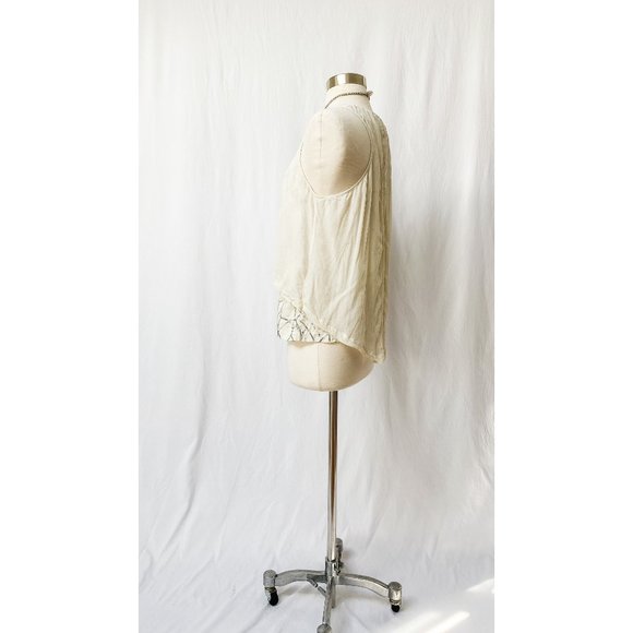 Robert Rodriguez Ivory Silk & Sequin Layer Holiday Party Top - Picture 6 of 8